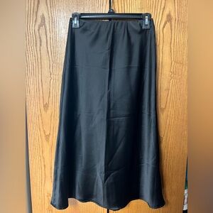 Satin Black Midi Skirt